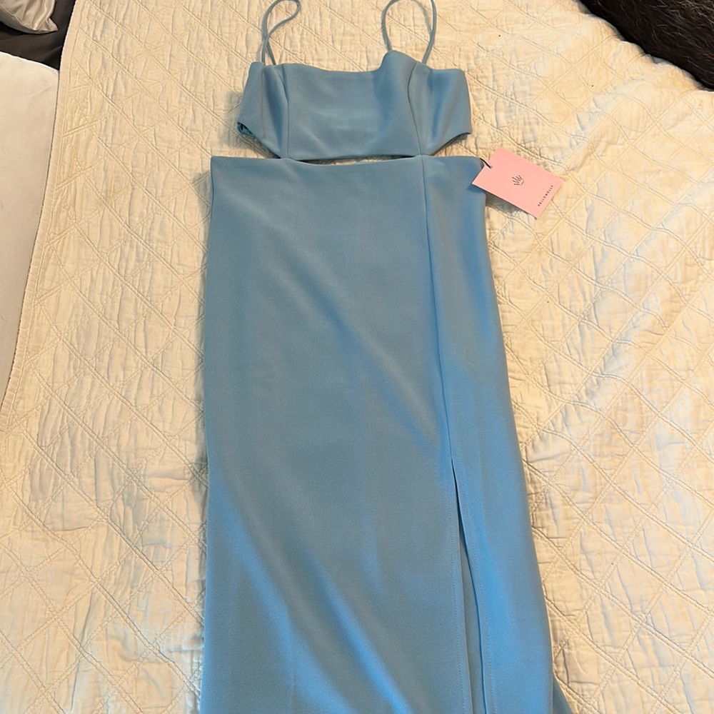 Blue midi dress never worn Hello Molly medium size 6 - Picture 1 of 4